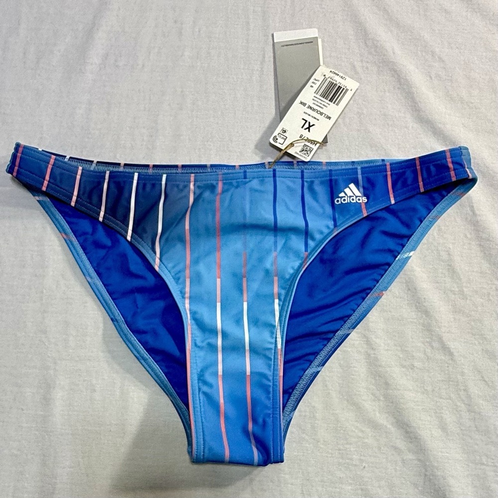 Adidas Women's Melbourne Printed Bikini Bottoms Blue Rush Size XL NWT